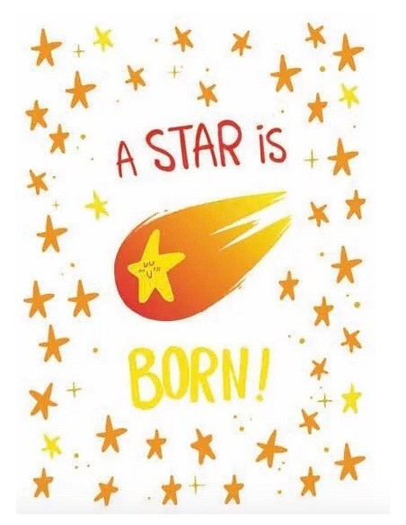 A star is born! Carte double avec enveloppe 17x12cm