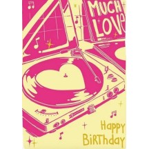 Happy Birthday platine - Carte double avec enveloppe 17x12cm