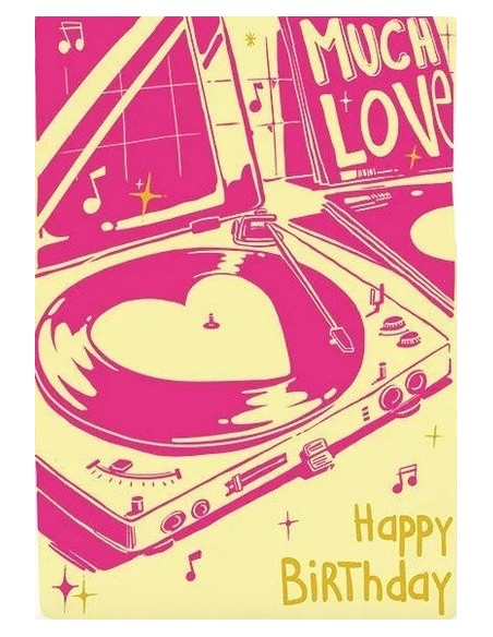 Happy Birthday platine - Carte double avec enveloppe 17x12cm