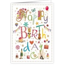 Happy Birthday carte double format XL A4 avec enveloppe