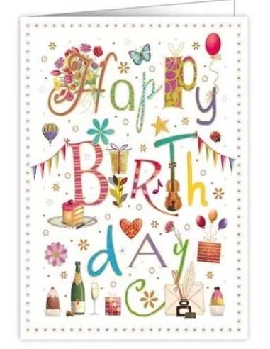 Happy Birthday carte double format XL A4 avec enveloppe