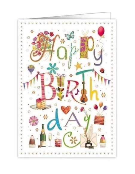 Happy Birthday carte double format XL A4 avec enveloppe