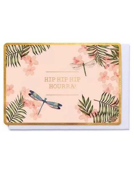 Hip hip hip hourra- Carte double avec enveloppe 17x12cm