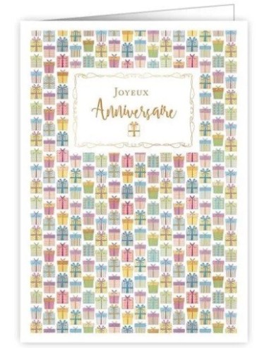 Joyeux anniversaire petits cadeaux-  Carte double avec enveloppe 17x12cm