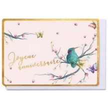 Joyeux anniversaire oiseau- Carte double avec enveloppe 17x12cm