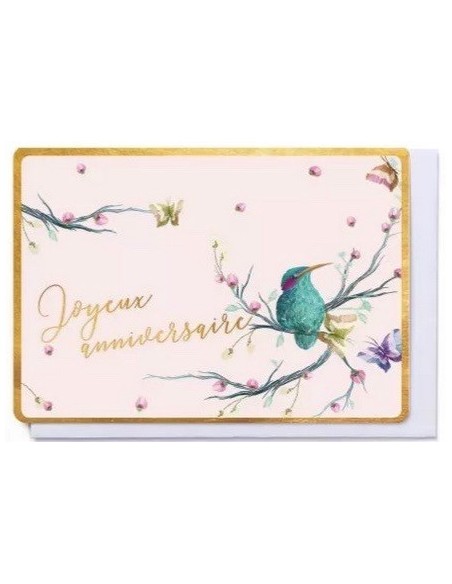 Joyeux anniversaire oiseau- Carte double avec enveloppe 17x12cm