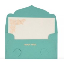 Enveloppe Cadeau en coton 8,5x6cm avec Carte - Collection NATURE - Océan/Or 2