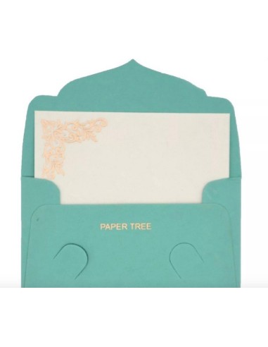Enveloppe Cadeau en coton 8,5x6cm avec Carte - Collection NATURE - Océan/Or