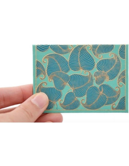 Enveloppe Cadeau en coton 8,5x6cm avec Carte - Collection NATURE - Océan/Or
