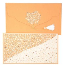 Enveloppe Cadeau en coton 19x10cm - Collection EVA - Safran avec une carte d'écriture