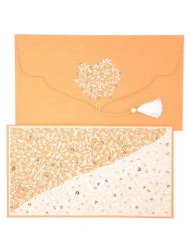 Enveloppe Cadeau en coton 19x10cm - Collection EVA - Safran avec une carte d'écriture