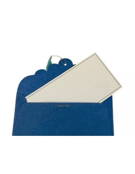 Carte  à l'unité pour Enveloppe Cadeau 19x10cm - Ivoire à Bordure Dorée