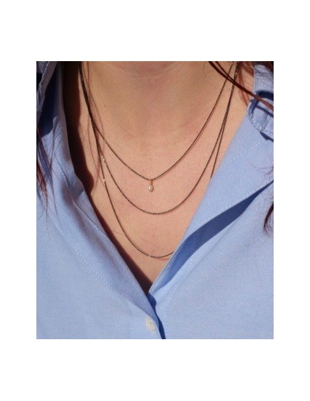 Collier MAGGIE Rhodié 1 perle blanche