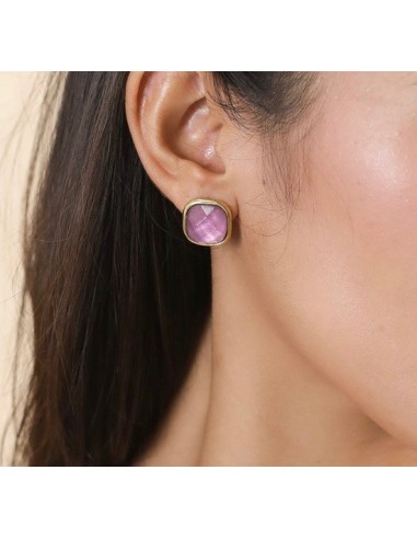 Boucles d'oreilles LAVENDER puces carrées