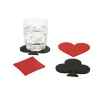 Sous-verre,Poker x4,rouge/noir,plastique