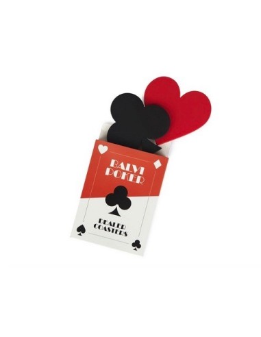 Sous-verre,Poker x4,rouge/noir,plastique