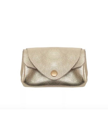 Porte-monnaie SUZIE croûte de cuir vachette métal