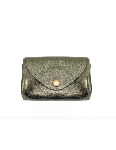 Porte-monnaie SUZIE croûte de cuir vachette métal
