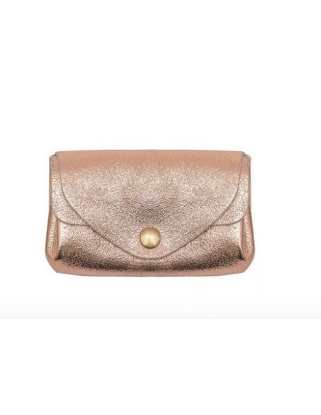 Porte-monnaie SUZIE croûte de cuir vachette métal